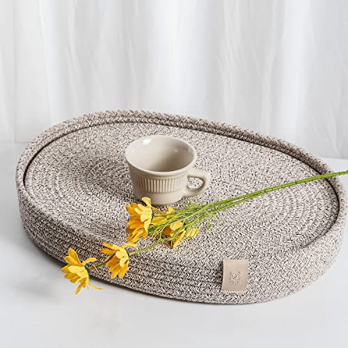 ART pinecone Tischsets 6er Set Oval - Gewebte Boho Bauernhaus Tischsets für Esstisch für 6 Personen, Küchendekoration, waschbar und handgefertigt, rustikales Tischzubehör (16 x 12, braun gemischt)