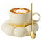 ARISKEY Jolie tasse à café pour femme, tasse à thé et soucoupe avec cuillère, 200 ml pour latte et lait, passe au lave-vaisselle et au micro-ondes, cadeau pour maman, jaune citron