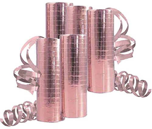 Luftschlangen Metallic Rosegold, Party Deko - 5 Rollen mit 18 Glitzernden Luftschlangen für Geburtstag -5STK-