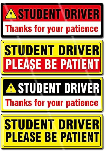 Student Driver Aufkleber für Auto, New Driver Aufkleber, Please Be Patient Student Driver Schilder für Auto, 25,4 x 8,9 cm, kein Magnet, reflektierende Aufkleber, Anfänger-Aufkleber für Fenster und