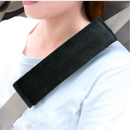 GUAN Extra lange Sicherheitsgurt-Bezüge, weiches Pelz für Erwachsene, Kinder, Damen und Herren, Sicherheitsgurt-Abdeckung, Gurtband-Dekoration, Schulterpolster-Schutz (1 x schwarz, 64,8 cm)
