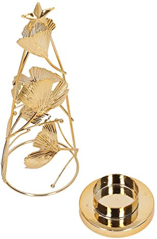 RXMORI Metall-Weihnachtsbaum-Kerzenhalter, Goldener Eisen-Kiefer-Teelicht-Kerzenhalter, Dekorativer Votiv-Kerzenhalter, Weihnachts-Kerzenhalter für Tischdekoration