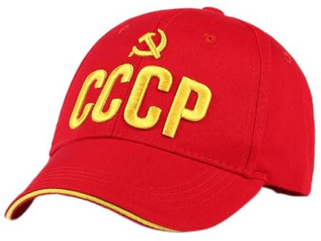 WOUND Basecap Herren CCCP UDSSR Baseballmütze Baumwolle Russisches Nationalemblem Stickerei Snapback Caps Für Männer Frauen Verstellbare Visiermütze,Rot,Einheitsgröße