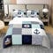 Seekompass 100% Baumwollbettwäsche für Kinder Erwachsene, Streifen Checkers Navy Blue Bettbezug 135x200,Ocean Exploration Anker Segelboot Komfortbezug 1 Kissenbezug