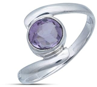 Ring 925 Silber Amethyst lila Stein Edelstein echt Silber Damen Sterling Silber Geschenk (MRG-003-51-(48))