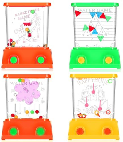 VOSSOT Kinder Spielzeug Wasser Flipper, 4 Stück Handheld Wasser Mini Ring Spiele Wasserflipper Kinder Wasser Handheld Spiel Lustige Handheld Wasserwurfspiele Geduldsspiele