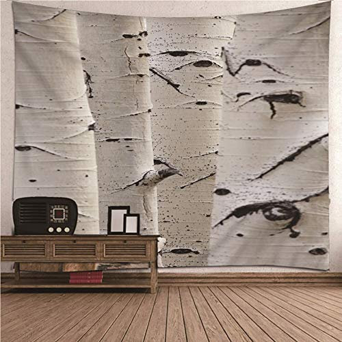 CEVAN Deko Wandbehang Strandtuch Aspen-Stamm Wandteppich One Piece Wanddekoration Wohnzimmer Modern Kunst Dekorationen Decke Wandbehang Stoff Weiß 350x250cm