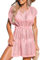 CUPSHE Women's Crochet Swim Cover Up Mini Dress Swimwear Knit Short Sleeve Beach Pullover Cover ups Peach Fuzz M