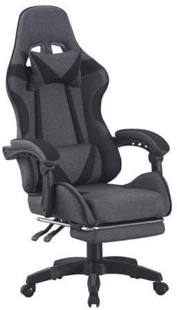 SHIITO | Silla Gaming Profesional | Ergonómica con Respaldo Reclinable de Tela Gris- Negro | Modelo CLAVIN - Y830 | 130 x 49 x 64