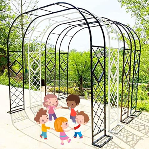 Gartenbogen Torbogen Pergola Spalier Rosenbogen aus Metall stabil, 220cm 240cm 260cm 280cm 300cm 320cm 340cm W, für Pflanzen zur Unterstützung von Rosen, die Torbogen-Gartendekoration ( Farbe : Schwar