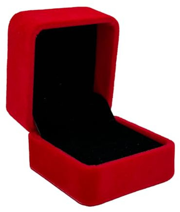 DELALO® Ringschatulle für Verlobungsringe - Hochzeit Ring Box Velvet - Edle Schachtel für Anträge und Verlobungen Samt (Rot)