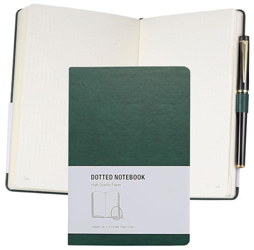 JIANTA Notizbuch A5 Dotted mit Stift, Notizbuch Leder Bullet Journal mit 320 nummerierten Seiten, Innentasche, Kunstleder Hardcover 100gsm Papier Journal zum Schreiben/Zeichnen, 14,5 x 21 cm