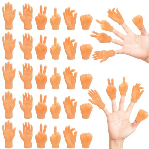 Mini Hände Fingerpuppen, 30 Stück Kleine Hände, Tiny Hands Gummi Fingerpuppen, Lustige Minihände Interaktives Spielzeug für Haustiere Katzen Familie Freund Spiele Party