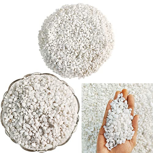 BIRXPMOS Weißer Achat, getrommelte Splitter, zerkleinerter Stein, Kristall, natürlicher Kleiner Stein mit unregelmäßiger Form, Edelsteine ​​für Garten, Aquarium, Pflanzen, Dekoration (0,5 kg)