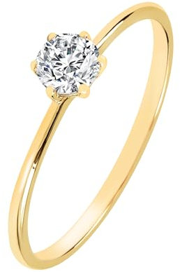 DOOSTI Antragsring/Verlobungsring aus 585/- Gelbgold mit einem hochwertigen Moissanite Stein (54)