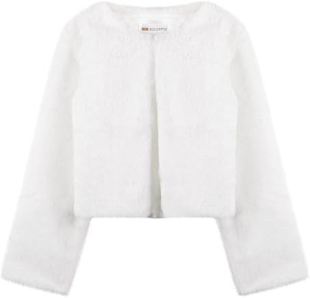 Bolerose Mädchen Kuschelig Kunstpelz Kinder Kinder Bolerojäckchen Shrug Jacke Mantel (Weiß, 7-8 Jahre)