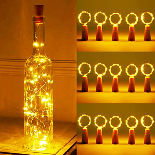 ZQEJEFD 15 Pièces LED Bouteille Lumières, 2M 20 LEDs Bouteille Guirlande Lampes de Bouteille, LED Bouteille Guirlande, Bouteille Guirlande Liège Lampes pour Mariage, Party, DIY, Noël, Blanc Chaud