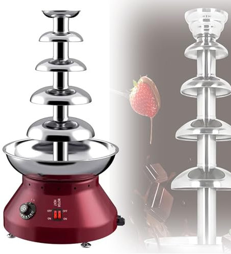 XNZJHPP 5 Tier Chocolate Fountain Machine,230W Stainless Steel Electric Chocolate Tower,Commercial Chocolate Melting Fondue Maker,0-110℃ Adjustable