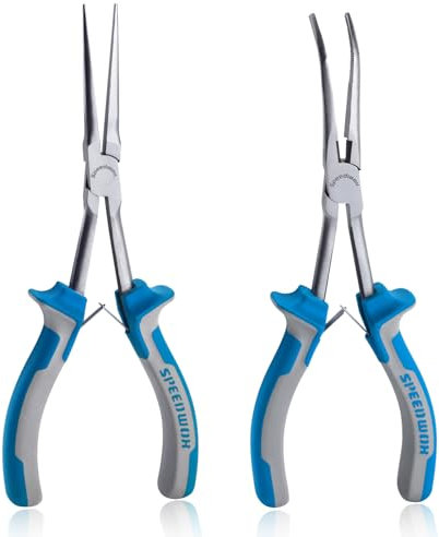 SPEEDWOX 2PCS Long Reach Needle Nose Pliers Set - Extra Long Pliers Tool Kit for Jewelry Making, Wire Bending and Object Gripping in Narrow Spaces