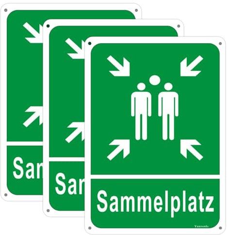 PRITOK Segnale di Punto di Raccolta: 3 Pezzi di Piastre in Alluminio da 1 mm con Protezione UV, Pannello in plastica Fosforescente per Segnale di Sicurezza e Punti di Raccolta (20x30 cm)