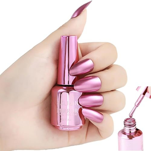 Quick-Drying Metallic Pink Nail Polish - Long Lasting Mirror Finish with Water-Based Breathable Formula