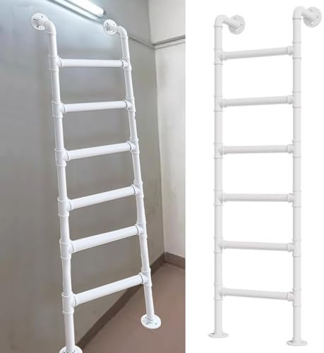 GODFSAHG 3.3ft 4.8ft 5.2ft 7ft 8ft Basement Window Well Egress Ladder, Wall Mounted Metal Step Ladder Emergency Fire Climbing Ladder for Attic,Dorm,Bunk Bed,Deck,RV, Loads 330lbs(115cm/45in