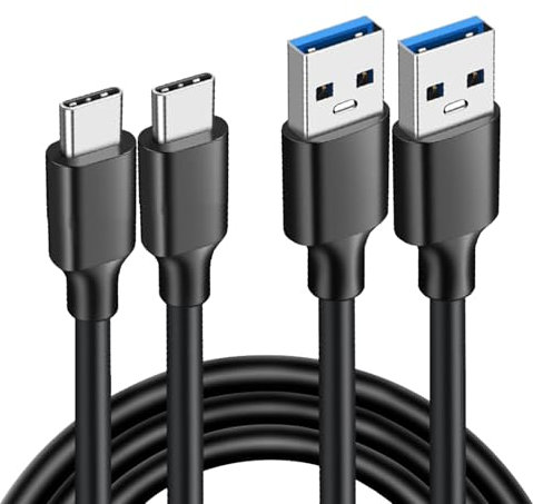 Powice 2X 30W USB3.0 USB C Kabel für Carplay, USB C Ladekabel 3A 1m, USB A auf USB C Ladedatenkabel, USB auf USB C Kabel für iPhone 16/15/14, Samsung S24/S23/S22, Kann im Auto verwendet werden,Schwarz