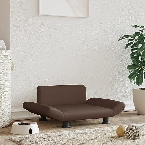 Hovothy Hundebett Bequeme Haustierbett Hundecouch Welpenbett Kunstleder Haustiersofa Schlafplatz für Hunde als Auch Katzen Geeignet Wasserabweisend und Langlebig Braun 70x45x28 cm