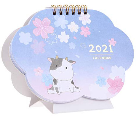 Operitacx 2st Schreibtischkalender Kalendertisch 2021 Kalender 2021 Kalender Monatlich Desktop-kalender Monat Datum Tischdekoration Doppeldrahtbindung Tisch Staffelei Zappeln Papier Blue