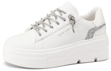 QUEEN HELENA Sneakers Platform Scarpe da Ginnastica con Lacci Glitterati Casual Donna X32-61 (Bianco, Sistema Taglie Calzature EU, Adulto, Donna, Numero, Media, 38)