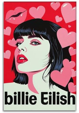 LonGPAN Billie-Poster, Motiv: Eilish, dekoratives Gemälde, Leinwand, Wandposter und Kunstdruck, moderne Familienschlafzimmer-Dekoration, Poster, 30 x 45 cm