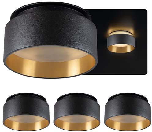 SSC-LUXon 4 Stück Sudara Einbau Deckenspot indirektes Licht - Einbau Design Strahler Gold schwarz Downlight Deckenspot für GU10 / Modul