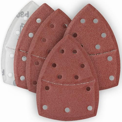 YoiYee Mouse Detail Sandpaper Coarse to Medium Grit P80/100/120/150, 20PCS Hook & Hook Aluminium Oxide Sheets for Surface Prep, Sanding, and Model Making