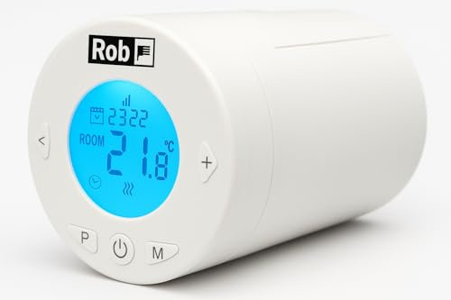 ROB Smart Radiator Thermostat with LCD Programmable Energy Saving Mode Window Open Detection Compatible with Danfoss RA/RAV/RAVL Valves