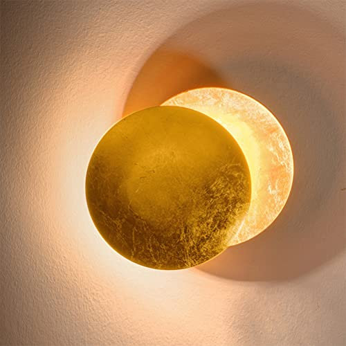 AoLa Moderne LED Wandleuchte 8W Gold Wandleuchte Mond Lampe Metall Warmweißes Licht Verstellbare Nachttischlampe Treppenlicht Dekorative Wandleuchte für Wohnzimmer, Schlafzimmer, Flur