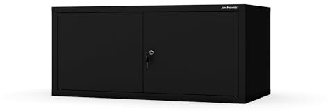 Jan Nowak Aktenschrankaufsatz C01L Aufsatz für Aktenschrank Büroschrank Metall Pulverbeschichtung Flügeltüren 38 x 80 x 40 cm (Schwarz)