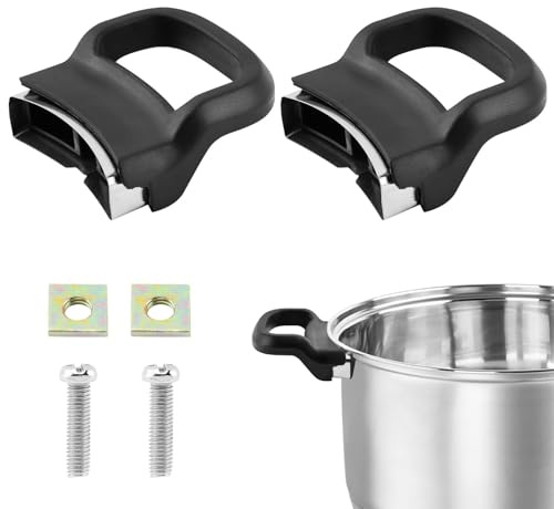 Fiacvrs 2Pcs/4Pcs Pot Handle Replacement,Scaldproof Bakelite Pan Side Handles,1 Hole Pan Side Handles Replacement Parts for Soup Cooker,Steamer,Stockpot,Milk Pot(Color:2pcs)