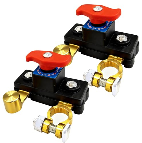2PCS Car Battery Power Cut-Off Switch Breaker, Stable Transmission High Conductivity Pure Copper Disconnect Switch, Smart Car Battery Disconnect for Boat Rv Truck Supplies