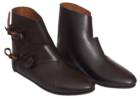 Lord of Battles Botas medievales de piel auténtica, botas de pirata vikingas, zapatos de Halloween, renacentistas
