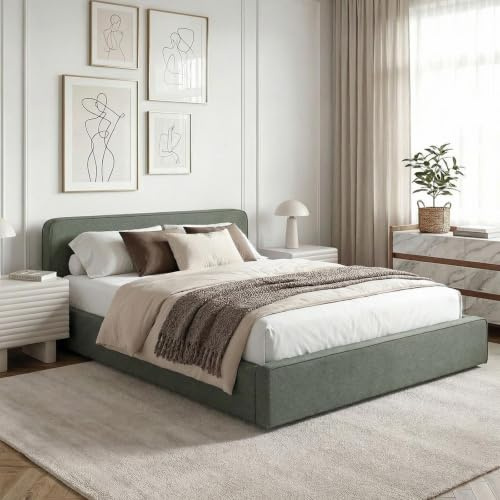 IDIMEX Polsterbett MARINI Doppelbett 140x200 cm in grün - Bett gepolstert mit Lattenrost, modernes Design & stabiles Holzgestell mit Kunststofffüßen