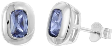 trendor Damen-Ohrringe 925 Silber Ohrstecker Zirkonia Tansanitblau 21440-06