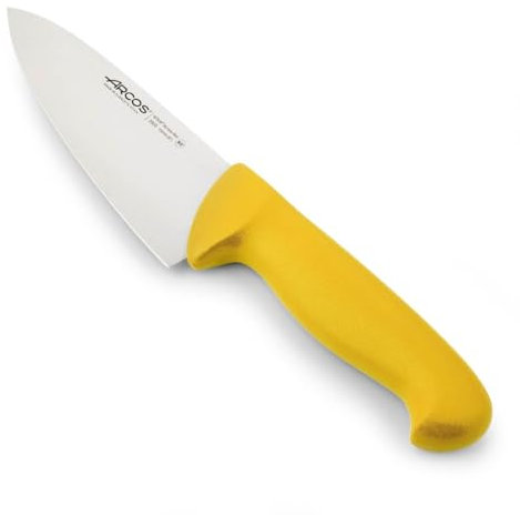 Arcos Couteau de Chef en Acier Inoxydable Nitrum 150 mm – Couteau de Cuisine Polyvalent Professionnel avec Poignée Ergonomique en Polypropylène – Jaune, Série 2900