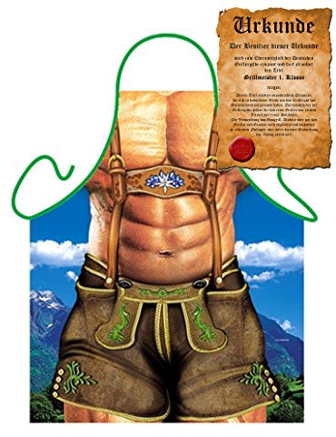 Tini - Shirts Sexy Grillschürze Sixpack in Lederhosen Tracht/Bayern : Alpenmacho !! mit GRATIS Urkunde !! One Size