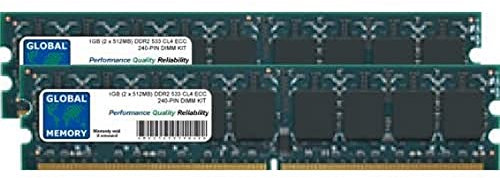 Global Memory - Kit memoria RAM DDR2 533 MHz PC2-4200 240 PIN ECC DIMM (UDIMM) da 1 GB (2 x 512 MB) per server/workstation e schede madri