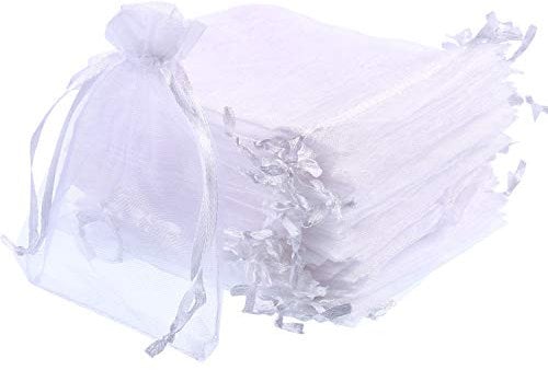 Mudder 50 x White Organza Gift Bags Wedding Party Jewellery 10 cm x 12 cm