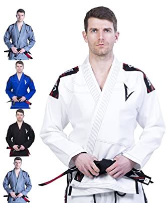Vector, Kimono BJJ Gi per Jiu Jitsu Brasiliano, con Cintura Bianca Leggera prelavata Pearl Weave, 100% Tessuto Cotone Attila Series, Scarpette a Strappo Voltaic 3 Velcro Fade - Bambini, A0