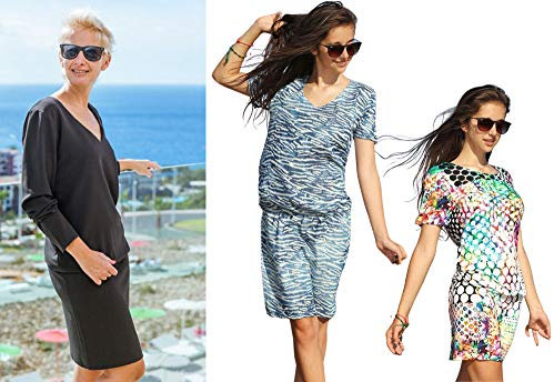 Zierstoff einfach nähen Papierschnittmuster, Schnittmuster auf Papier, Damenkleid Tabea, Gr. 158 bis 46