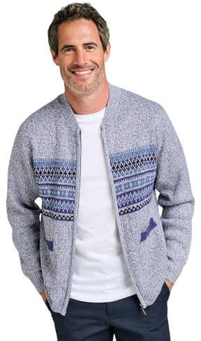Tootal Men's Horizontal Jacquard Cardigan, Casual Full Zip Knitwear with Pockets