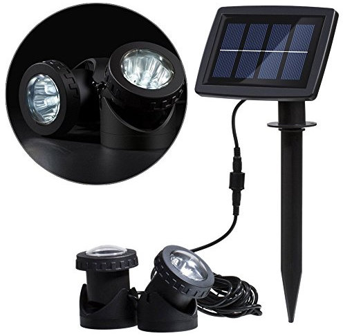 KINGCOO Solarstrahler Teichbeleuchtung Lichter, Solar Unterwasser Teich Lichter Solarleuchte Nachtlicht Tauchlampen mit 2 Lampenfassungen für Garten Pool Landschaft Außenbeleuchtung (Weiß)