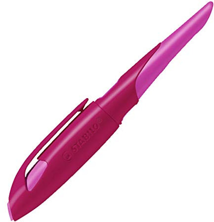 STABILO - Ergonomischer Schulfüller für Rechtshänder mit Standard-Feder M - EASYbirdy in beere/pink - Einzelstift - inklusive Patrone - Schreibfarbe blau (löschbar)